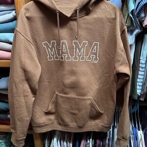 Brown Hoodie with 'MAMA' Print